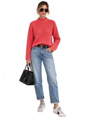 ALEXIS Oggi Rose Quartz Pink Ribbed Mock Neck Sweater XS